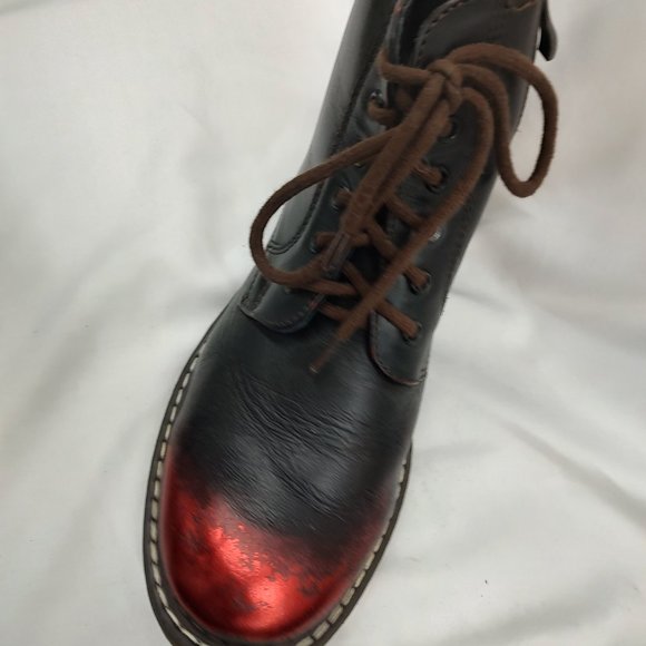 V Italia Red/Black Metallic combat boots 37 (6 us) - Picture 6 of 7
